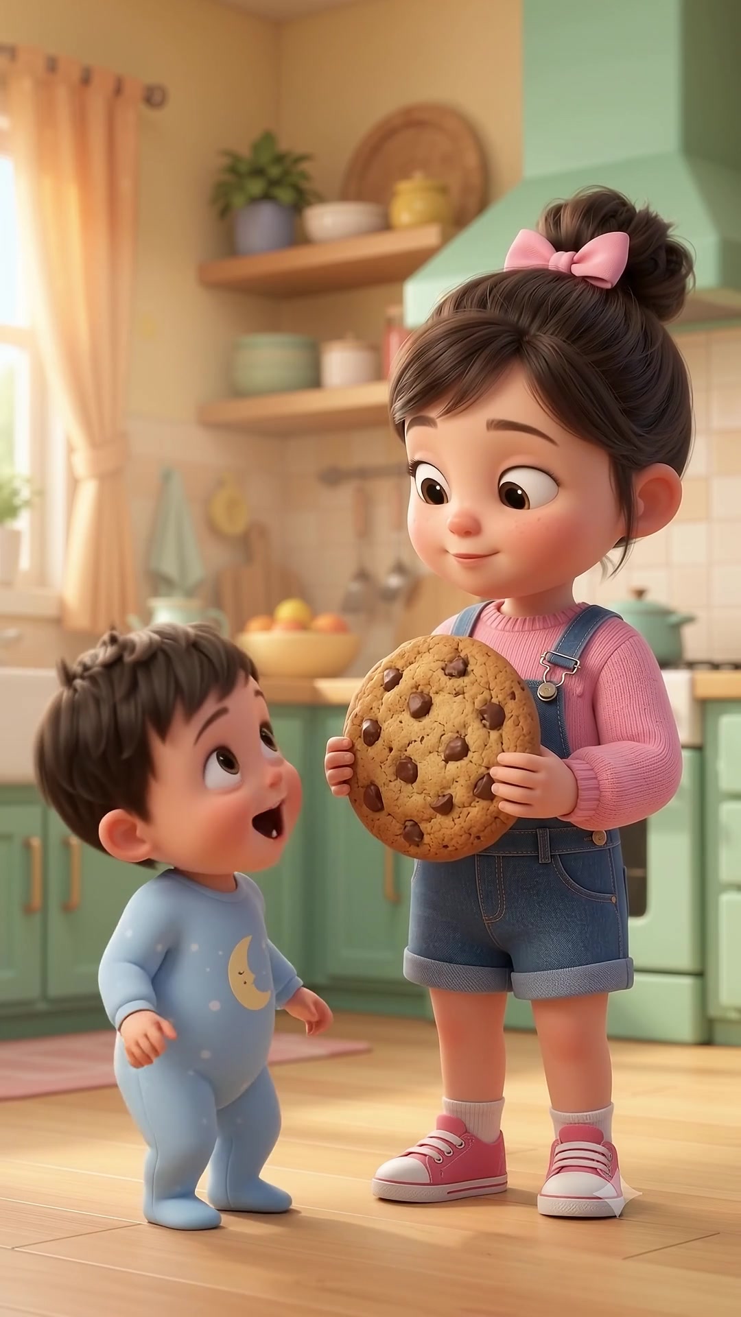 Bubli sharing a giant cookie